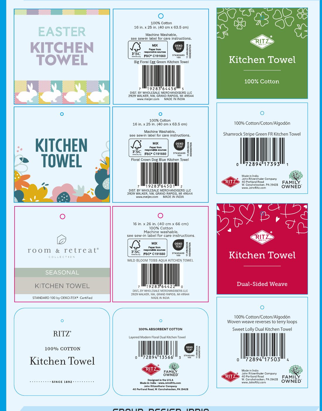 Kitchen towel tags — Ritz, Room & Retreat
