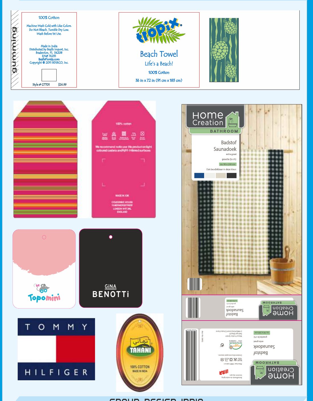 Belly bands and tags — Tommy Hilfiger, Home Creation