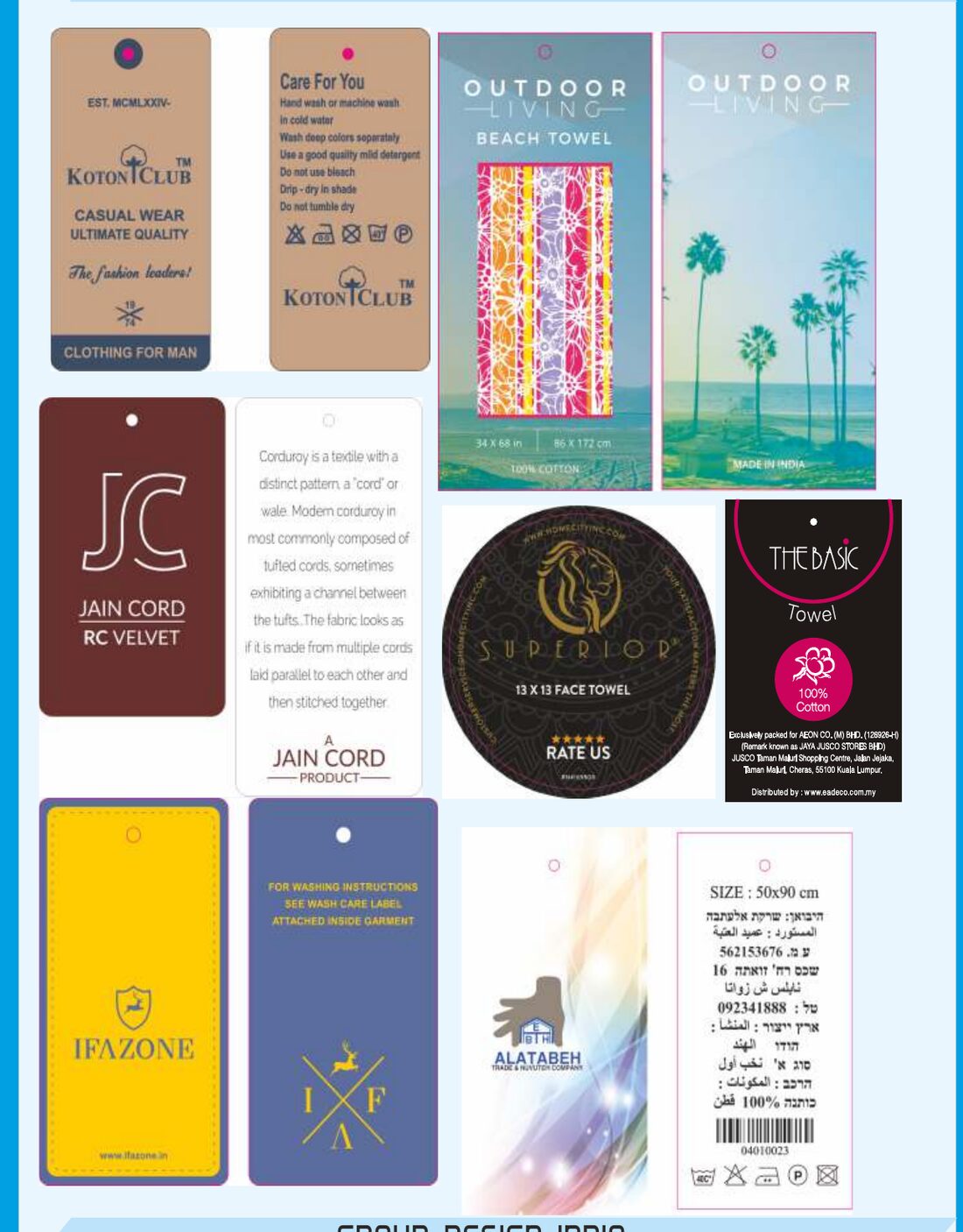 Outdoor and casual wear tags
