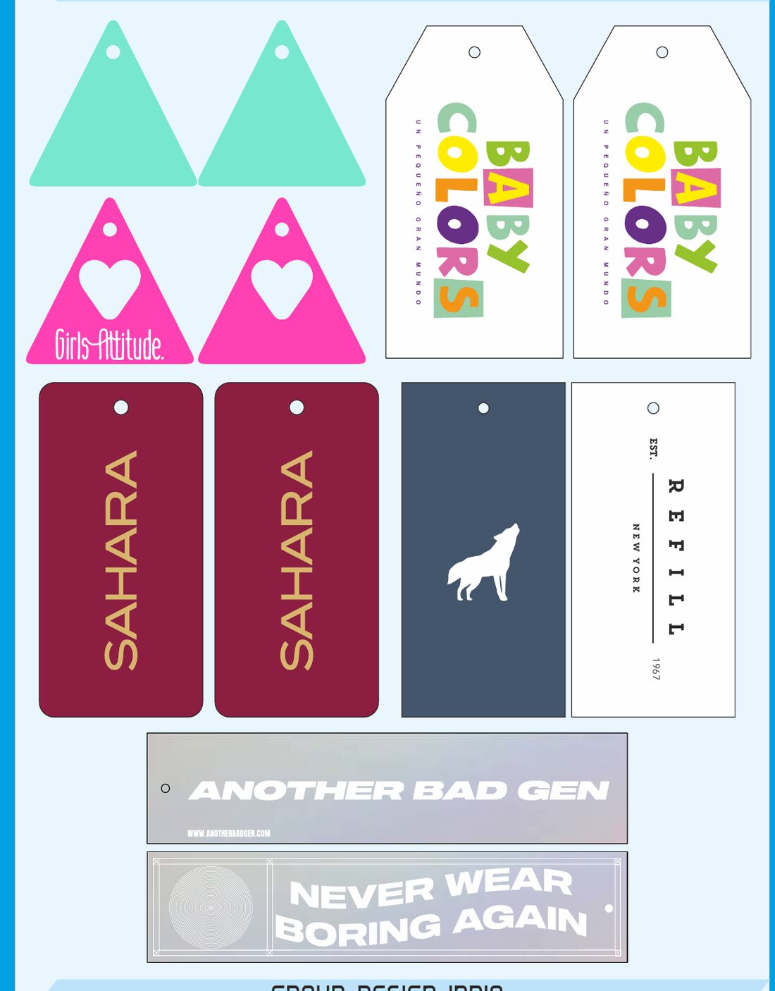 Die-cut shaped tags — Baby Colors, Sahara